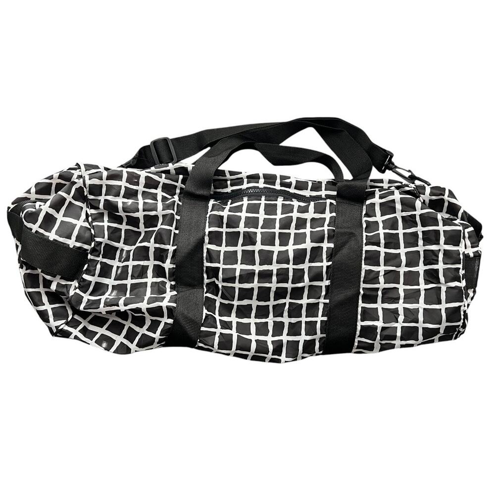 IKEA Knalla duffle bag black & white checkered carry on bag unisex gym bag - Picture 2 of 6